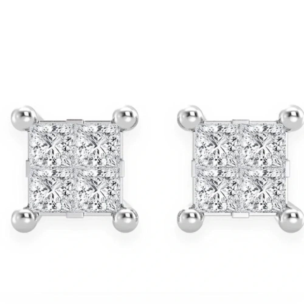 1.00ctw quad stud diamond stud earrings 14k solid gold